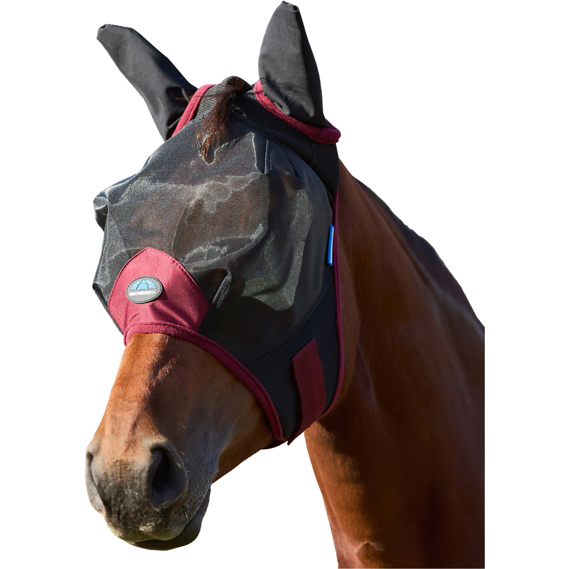 2026 WeatherBeeta Comfitec Fine Mesh Fly Mask With Ears 1029732010 - Black / Burgundy